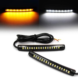 Purishion 2x universal flexible LED luz de cruce trasera freno placa de licencia luz integrada para bicicleta ATV coche RV SUV, freno / manejor luz trasera (Paquete de 2), ámbar blanco
