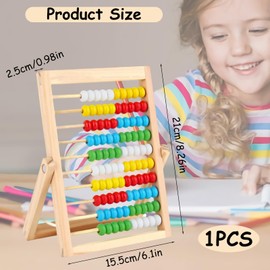 Abacus for Kids, Counting Toys, 1Pcs Wooden Abacus with Multi-Color Beads, Early Educational Toys Counters for Maths, Toddler Learning Arithmetic Calculating Toys