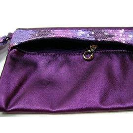 Sparkling Purple Wallet Pouch Mini Purse Zipper Small Change Bag