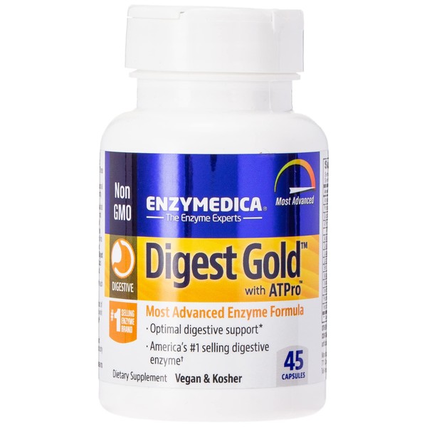 Enzymedica Digest Gold + ATPro, Maximum Digestive Support, Non-GMO, Vegan and Kosher, 45 Capsules