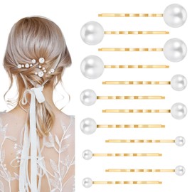 Nogeqi Pack of 12 Hair Pins Wedding Bridal Hair Accessories Beads for Hair U-Shaped Elegant Hair Pins with Pearls for Women Girls Evening Wear Weddings White