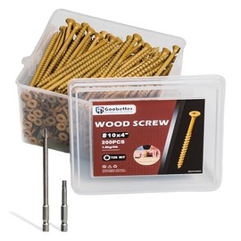 Tornillos para madera Goobetter de 4 pulgadas, 200 piezas de tornillos para cerca de construcción, tornillos exteriores para cubierta de 10 x 4 para madera, resistentes al óxido, 2 puntas de estrella