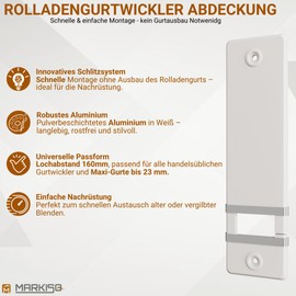 Roller blind belt cover, shutter belt winder cover, no belt removal, 160 mm hole spacing for belt, cover plate