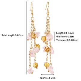 Nupuyai Crystal Earrings Hanging Gold for Women Tumbled Stones Drop Tassel Dangle Earrings Fish Hook Earrings Reiki Stone Jewellery, Stone, Citrine, rose quartz