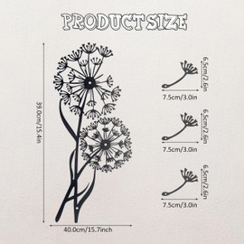 Urbraneco Metal Dandelion Wall Decor With Flying Seeds, Nature Wall Decor, Spring Flower Decor, Great Gift For Home Living Room Office Decor