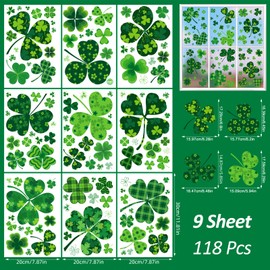 JCFIRE St Patricks Day Decorations Window Clings, 119 PCS Shamrock Stickers Decorations Reusable St Patricks Day Accessories Decor Saint Party Supplies
