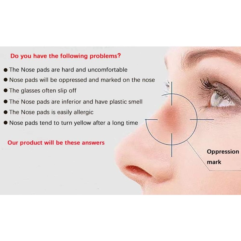 Push-in Eyeglasses Nose Pads,BEHLINE 5 Pairs Snap in Glasses Nose