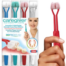 3D Pro Brush - 3-Sided Toothbrush | Caregiver Multi-Pack | Assisted Brushing for Autism, Special Needs, Disabilities, Seniors & Dexterity Three U-Shaped Triple Clean Soft Replacement Heads Made in USA