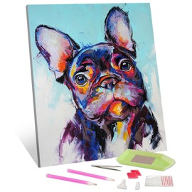 French Bulldogs Diamond Painting, 5D Diamond Painting Kits for Adults, Dog Portrait Diamond Painting Kits, DIY Diamond Art Kits for Beginners, for Home Wall Decor, Craftwork for Indoor 12x16Inch