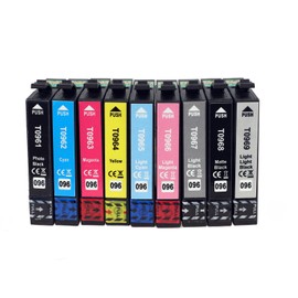SHOVTEN T096 T0961 T0962 T0963 T0964 T0965 T0966 T0967 T0968 T0969 Ink Cartridges Replacement for T096 96 T096120-T096920 Ink for Stylus Photo R2880 Printer,9 Pack