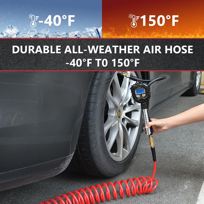 SAFELIFE 50 ft Polyurethane Recoil Air Hose1/4" Inner Diameter, Retractable