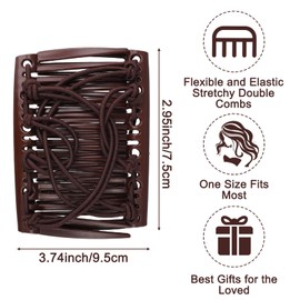 6 PCS Elastic Comb Clip, Magic Hair Comb, Adjustable Elastic Hair Clip, Non Slip Decorative Hairband, Multi Purpose, Suitable for Ladies and Girls (Black + Brown)