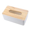 Alvinlite Tissue Box with Removable Bamboo Wood Cover Plastic Napkin