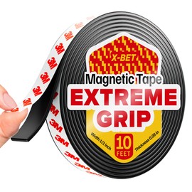 Super Sticky Magnetic Tape (10 feet x 1/2 inch) - Stong Magnet Strip with Adhesive Backing for DIY & Crafts - Easy to Cut and Mount on Fridges, Whiteboards & More