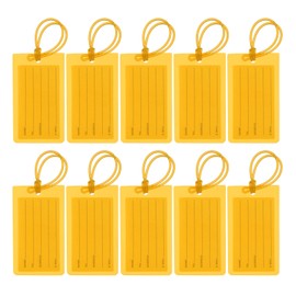 PATIKIL Luggage Tags, 10 Pcs Flexible PVC Travel Bag Name ID Identifier Label Tags Travel Essentials for Suitcases Bags Baggage Handbags, Yellow