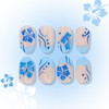 Short Oval Press on Nails French Tip Blue Fake Nails