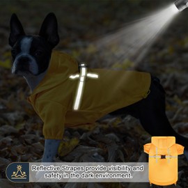 BEAUTYZOO Dog Raincoats for Small Dogs Waterproof, Dog Rain Jacket with Harness Built in, Reflective Doggie Rain Vest with Hood & Leash Ring for Boy Girl Puppy, Pet Slicker Poncho Clothes, Yellow S