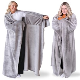 Super Blanky Wearable Blankets for Women, Adult Wearable Blanket Men, Dorm Room Essentials for Girls, Girlfriend Gifts for Women, Girlfriend Birthday Gifts for her, Chemotherapy Must Haves, Light Gray