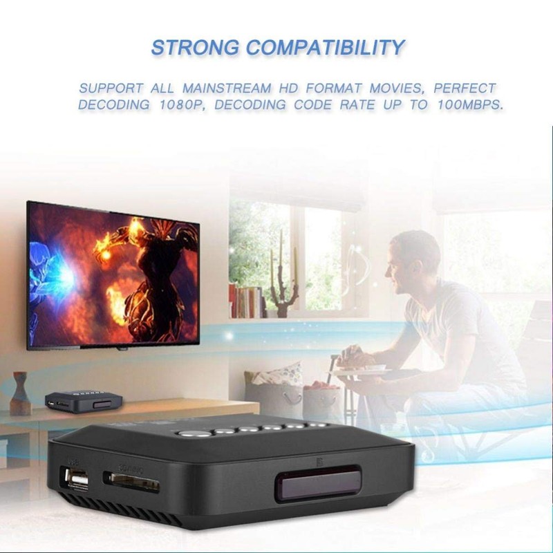 ASHATA Richer-R Media Player HDMI USB SD MMC AV TV,Reproductor