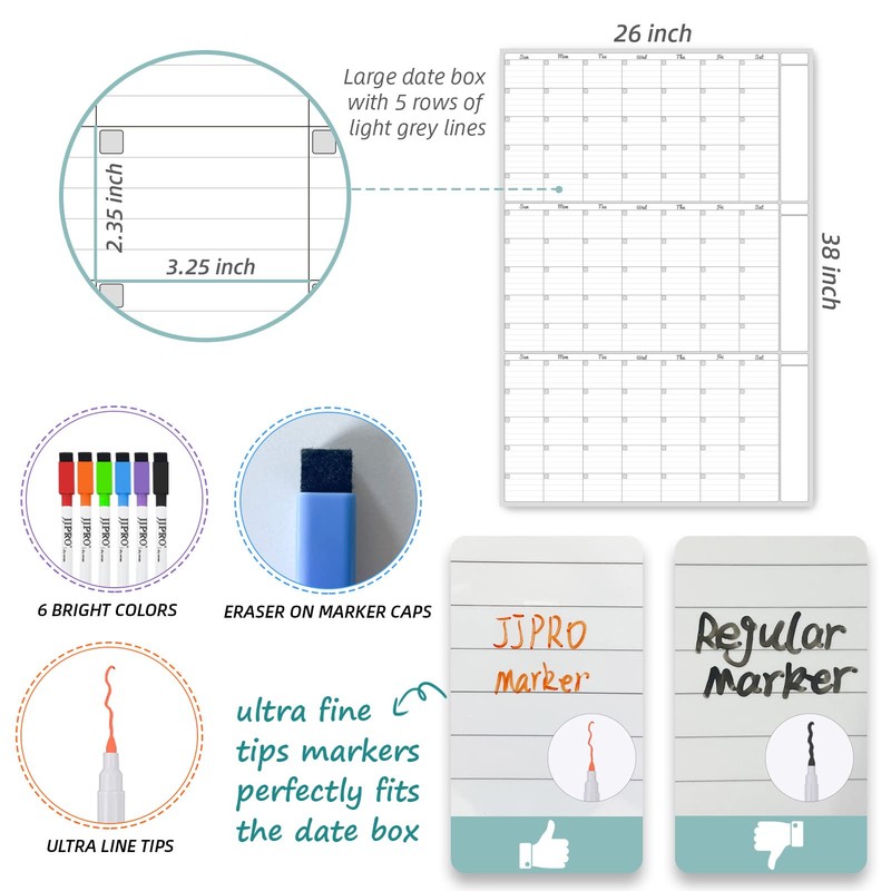Dry Erase Wall Calendar 3 Month Calendar - Blank Undated