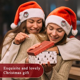 LOLIAS Christmas Brooch Pin for Women Girls Snowflake Xmas Bell Wreath Crystal Rhinestone Brooches Pins Green Red Enamel Brooch Pins Fashion Christmas Jewelry Wreath