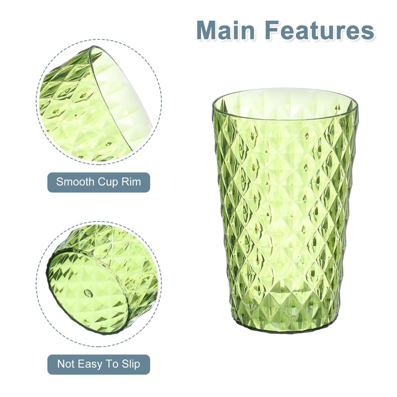 sourcing map 4Pcs Plastic Drinking Cups, Transparent Unbreakable Reusable Water