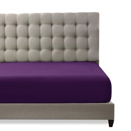 Toodou Hotel Luxury Deep 35 Cm Solid Color Fitted Bottom Sheet with Elastic All Around is Ultra Soft,Comfortable and Durable-Purple Single Size