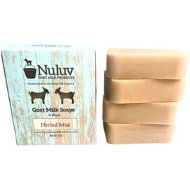 Nuluv Goat Milk Bar Soap, Powerful Natural Skin Cleanser for All Skin Types, Handmade, Ecofriendly (Herbal Mist, Pack of 4)