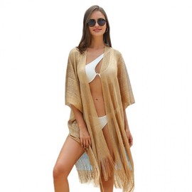 a828 Tassel Bikini Cover-up Beach Blouse Knitwear Size/Black 10ea