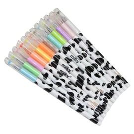 Pack of 12 Colors Kawaii Cow Design Gel Pen for Office School Home Travel Gift for Friends and students (12)