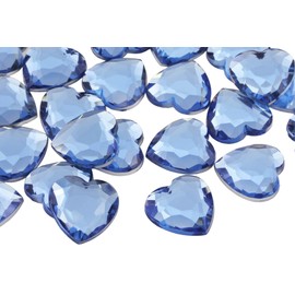 Allstarco 18mm Blue Light Sapphire H118 Flat Back Heart Acrylic Rhinestones Plastic Gems Plastic Costume Jewels Embelishments - 30 Pieces