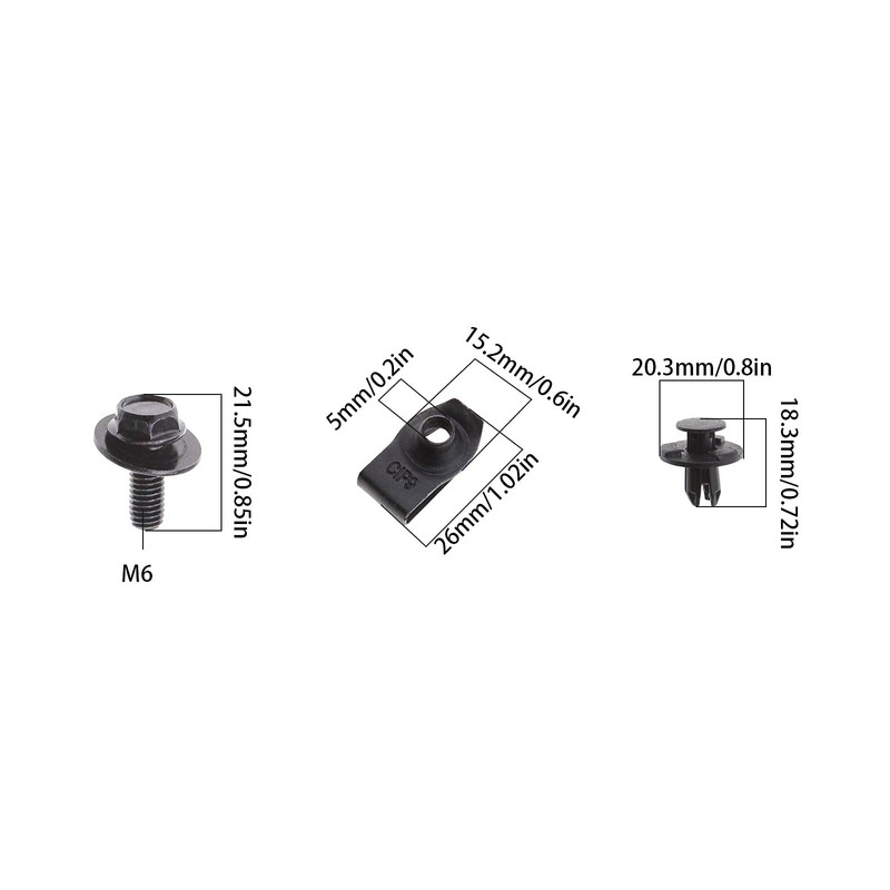 YINETTECH 30 Piece Car Engine Cover Screws Fixed Nut Clamps