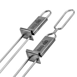 BBQ-Aid Premium Barbecue Skewers - Double Pronged, Quick Release Stainless Steel - Shish Kabob, Shrimp, Meat Chicken, Veggies & More (2 Pack)
