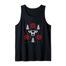 Ugly Christmas Cow Sweater Funny Cow Christmas Motif Tank Top