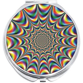 NewCharms Psychedelic Pattern Compact with Mirrors - Perfect Pocket and Purse Size Folding Mirror for Applying Make Up Anywhere