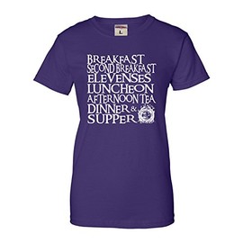 Go All Out Medium Purple Womens The Seven Daily Hobbit Meals T-Shirt