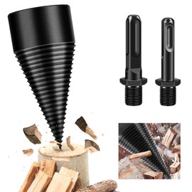 MaxEarn Firewood Drill, Drill Cone Wood Splitter, 42 mm, Cone Splitter, Splitting Drill with 2 Drill Handles, Firewood Splitter Drill, Wood Splitter Screw Cone Splitting Wood Splitter Drill for