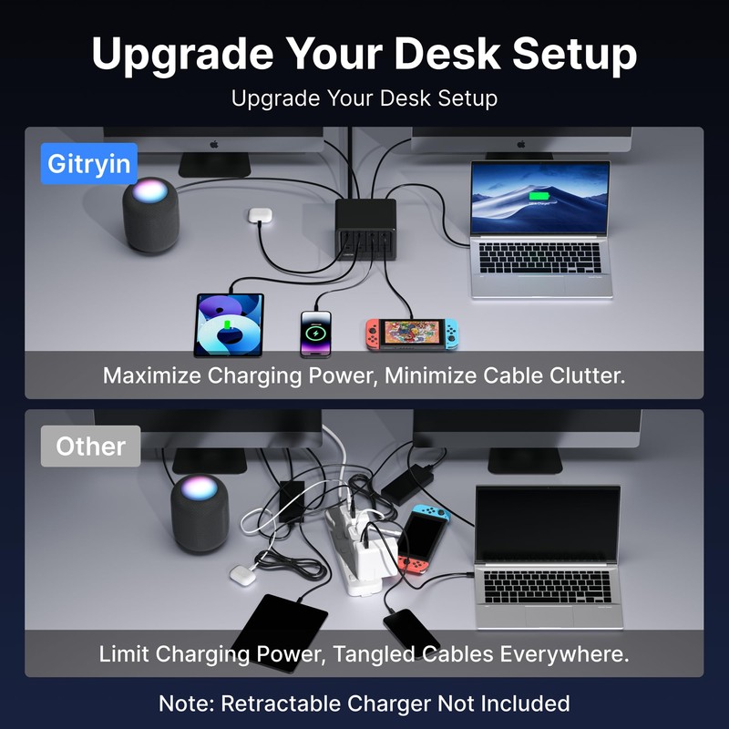 Gitryin Power Strip with 8 AC Outlets, Surge Protector Power