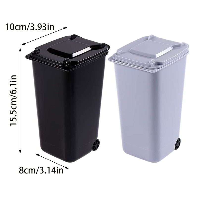 TAIANJI Pack of 2 Mini Plastic Table Rubbish Bin with
