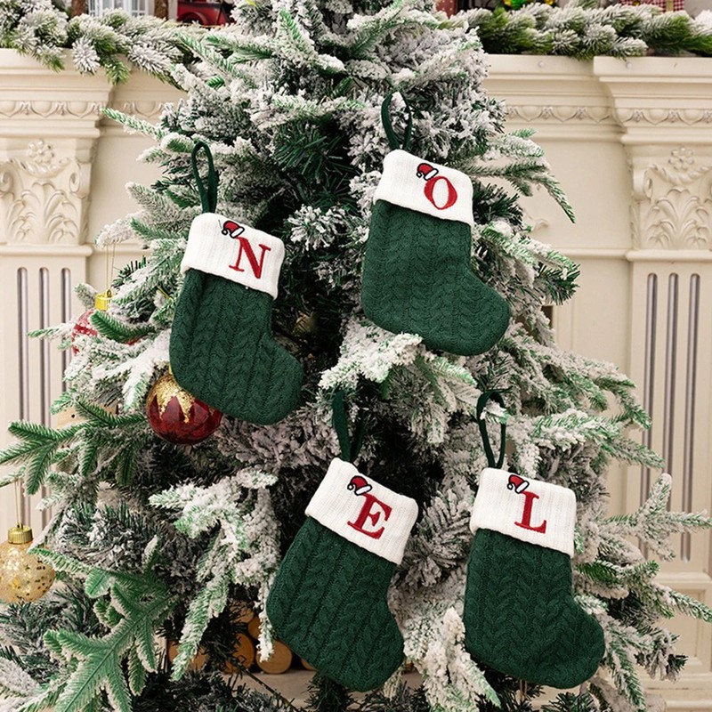 Christmas Stocking – Green A-Z Letter Hanging Christmas Stockings, Christmas