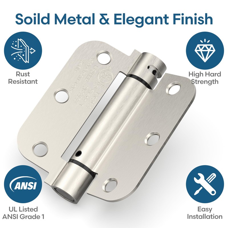 Treasem 3 Pack Self Closing Door Hinges, 3.5 Inch Spring