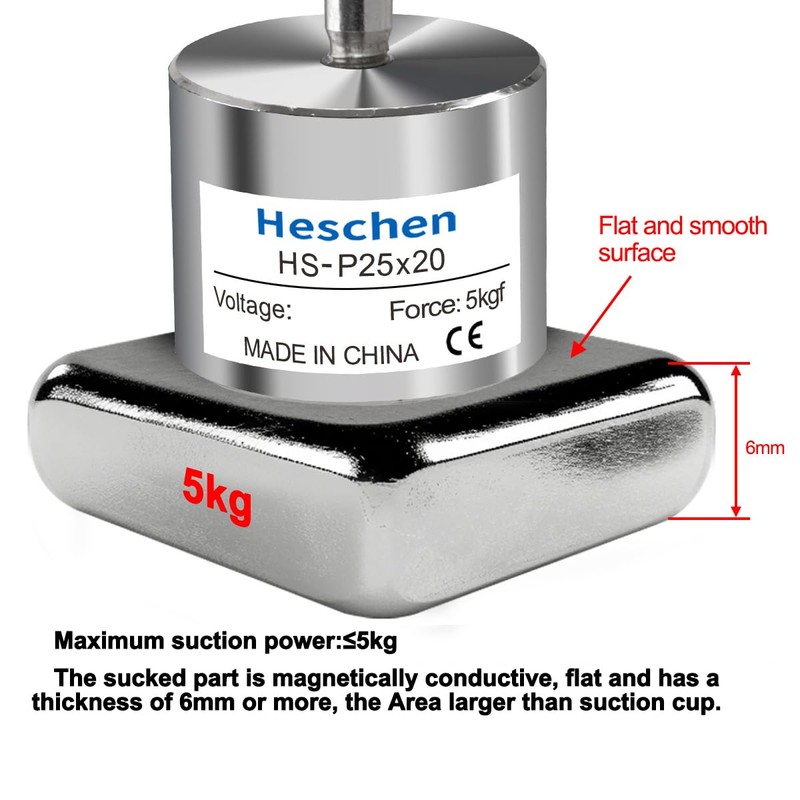 Heschen Electromagnet Solenoid Round Silver P25/20 DC 24V 5kgf