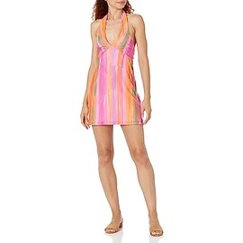 Show Me Your Mumu Women's Zappa Mini Dress, Sunrise Stripe mesh, Large