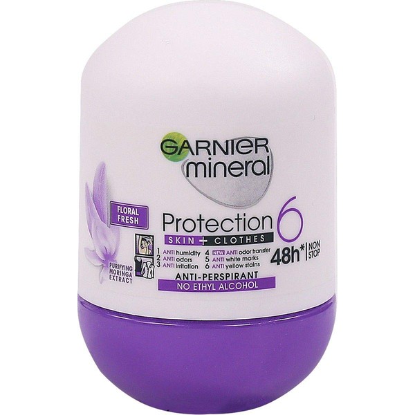 Garnier Mineral Roll On Antiperspirant Deodorant 48 Hours Protection Floral Fresh - 50 mL/1.69 fl oz