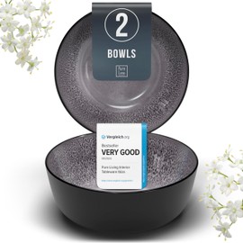 Stoneware Bowl Set of 2, Stylish Bowls Set modern dark gray, 14.5 Oz Pasta Bowls Ceramic, Dishwasher and Microwave Safe