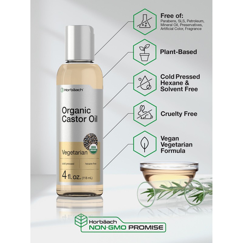 Organic Castor Oil | Cold Pressed & Hexane Free |