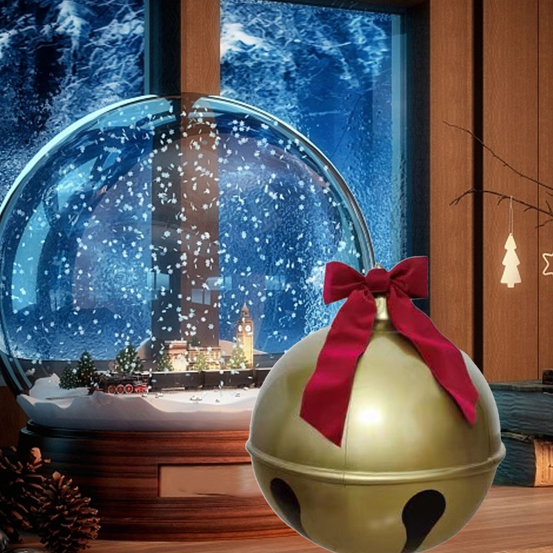 Inflatable Christmas Ball Bell Gaint Ornament with Red Bowknot PVC