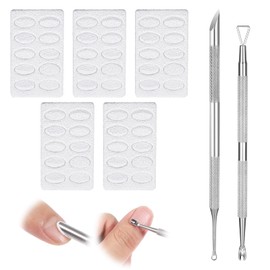Loop Cuticle Pusher Dual Ended Cuticle Remover Pre-treatment Cuticles Pusher Russian Manicure Tool Stainless Steel Nail Scraper with Sanding Pads 5 Sheets Sandpaper Nail Dead Skin Remover