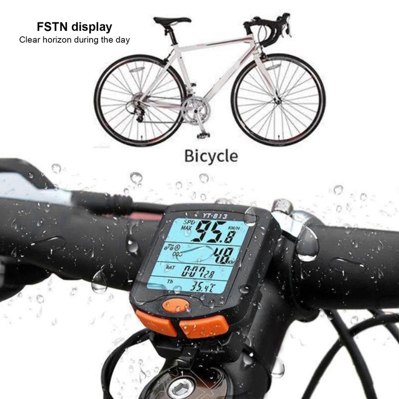 Ejoyous Digital Bicycle Computer, Waterproof Wireless Bicycle Speedometer with LED