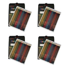 Emartbuy Colouring Pencils Ergonomic Triangular Barrel Pack of 72 - Triangular Stars
